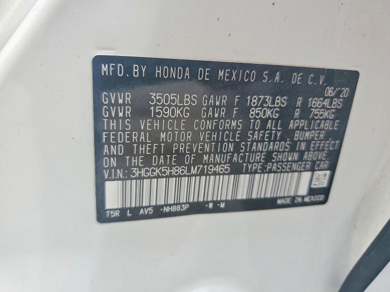 56448176 :رقم المزاد ، 3HGGK5H86LM719465 vin ، 2020 Honda Fit مزاد بيع