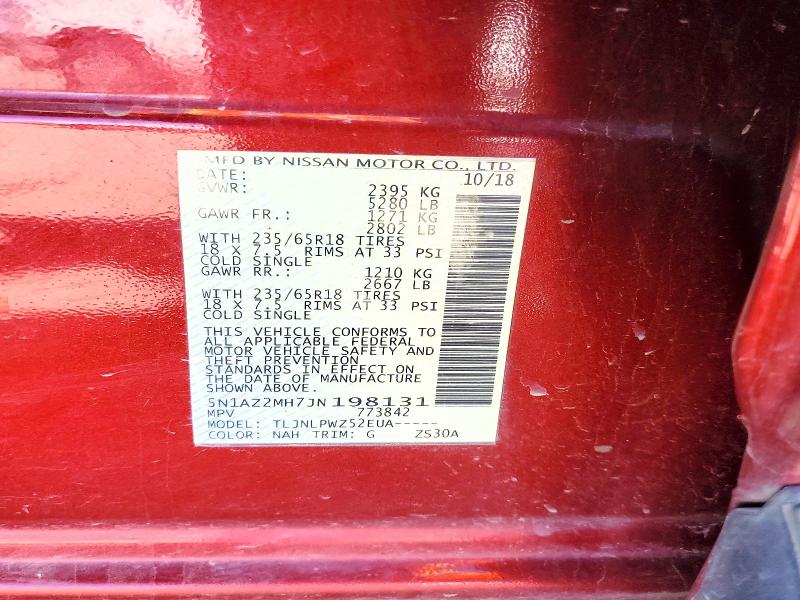 Aukcja sprzedaży 2018 Nissan Murano, vin: 5N1AZ2MH7JN198131, numer aukcji: 56545846