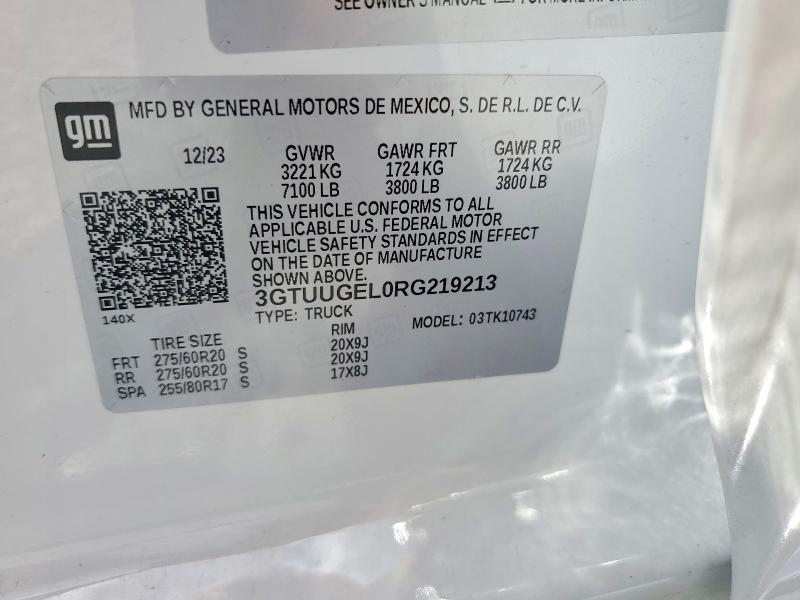 58569396 :رقم المزاد ، 3GTUUGEL0RG219213 vin ، 2024 Gmc Sierra مزاد بيع