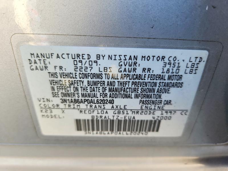 Продаж на аукціоні авто 2010 Nissan Sentra, vin: 3N1AB6AP0AL620240, номер лоту: 55889706