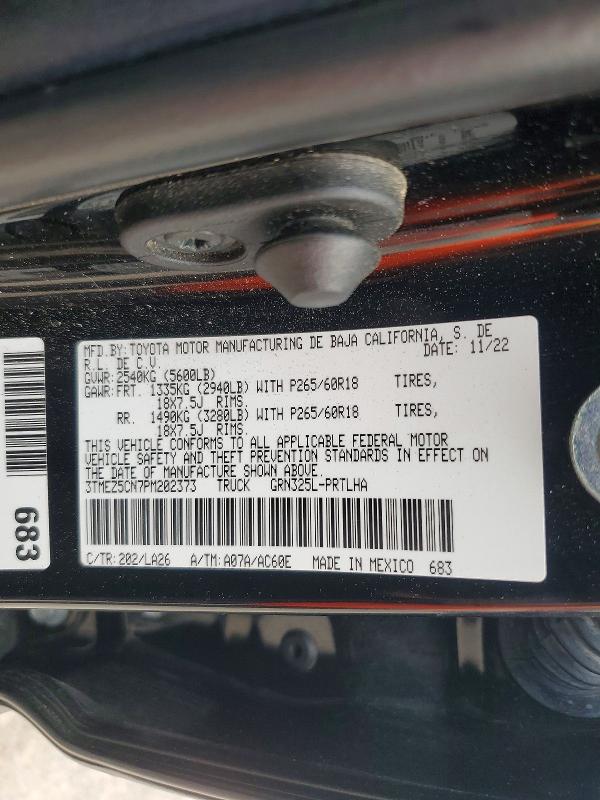 Aukcja sprzedaży 2023 Toyota Tacoma, vin: 3TMEZ5CN7PM202373, numer aukcji: 56627806