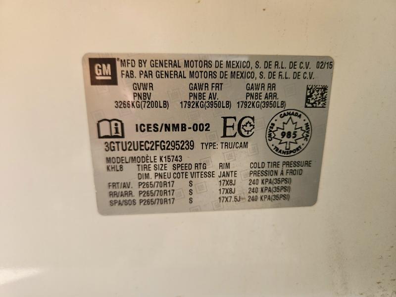 Aukcja sprzedaży 2015 Gmc Sierra, vin: 3GTU2UEC2FG295239, numer aukcji: 58046166