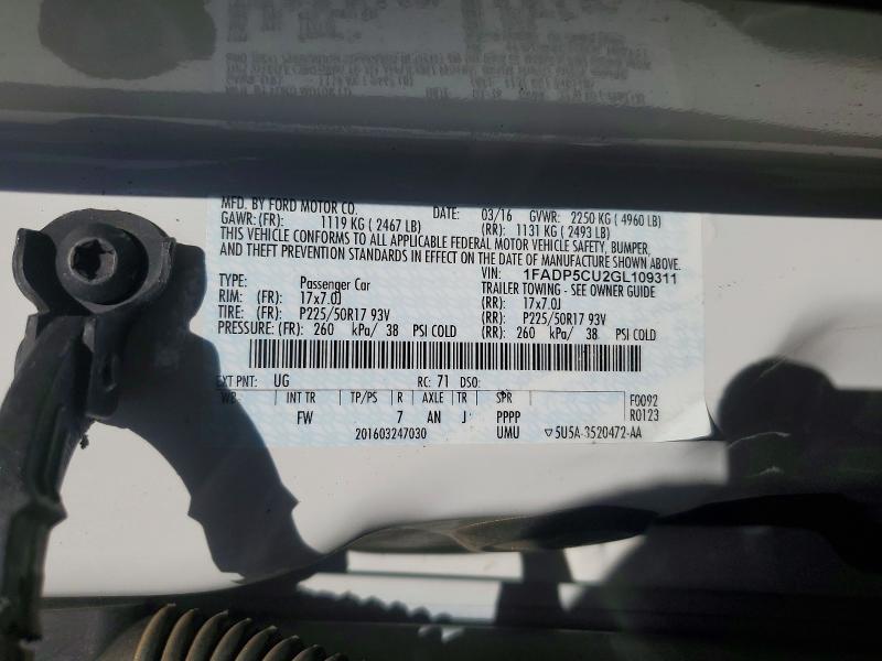 56733416 :رقم المزاد ، 1FADP5CU2GL109311 vin ، 2016 Ford C-max مزاد بيع