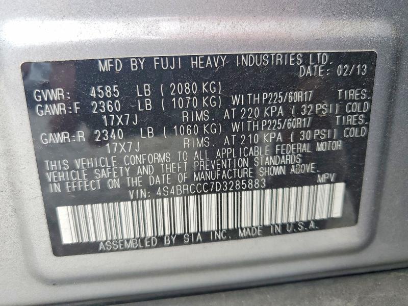 Aukcja sprzedaży 2013 Subaru Outback, vin: 4S4BRCCC7D3285883, numer aukcji: 55274046