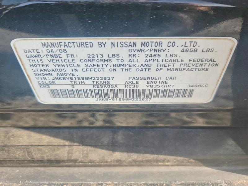 2008 Infiniti G35 მანქანა იყიდება აუქციონზე, vin: JNKBV61E98M222627, აუქციონის ნომერი: 58576496