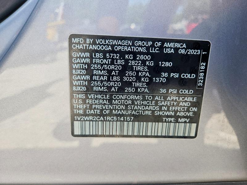 Продаж на аукціоні авто 2024 Volkswagen Atlas, vin: 1V2WR2CA1RC514157, номер лоту: 58915106