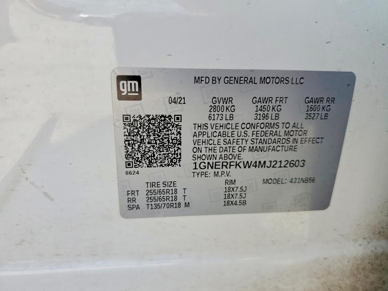 2021 Chevrolet Traverse მანქანა იყიდება აუქციონზე, vin: 1GNERFKW4MJ212603, აუქციონის ნომერი: 57256586
