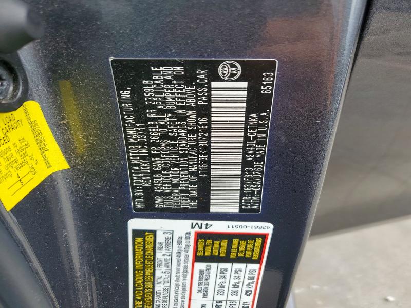 55512146 :رقم المزاد ، 4T1BF3EK1BU721616 vin ، 2011 Toyota Camry مزاد بيع