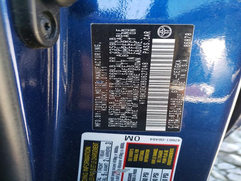 55697116 :رقم المزاد ، 4T1BK3EK8BU627048 vin ، 2011 Toyota Camry مزاد بيع