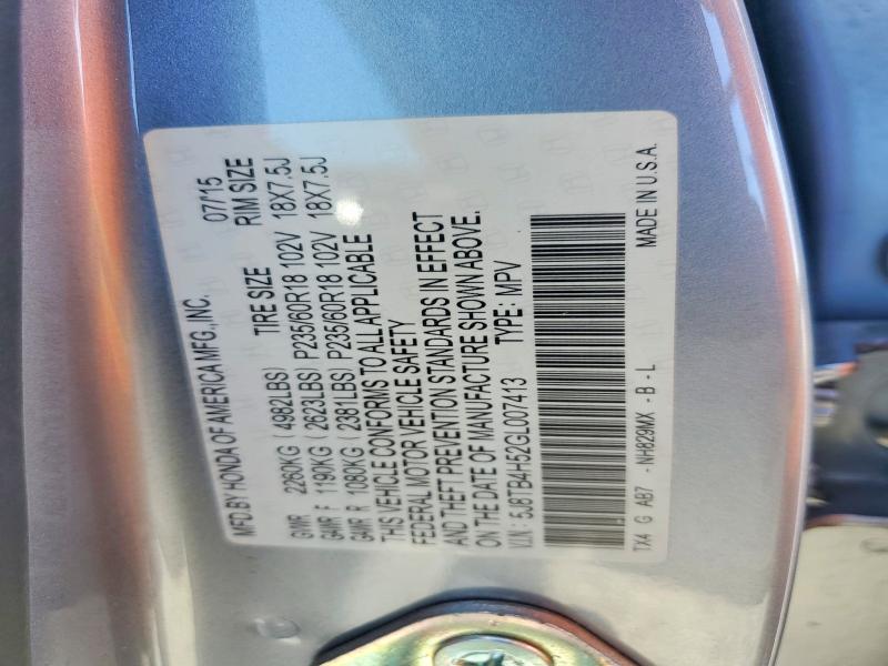 57722946 :رقم المزاد ، 5J8TB4H52GL007413 vin ، 2016 Acura Rdx مزاد بيع