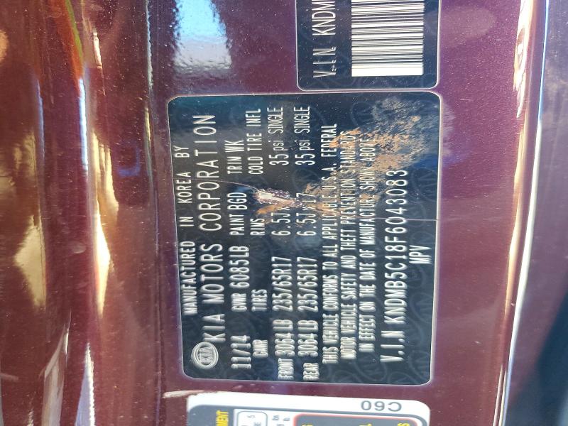 Продаж на аукціоні авто 2015 Kia Sedona, vin: KNDMB5C18F6043083, номер лоту: 57363436