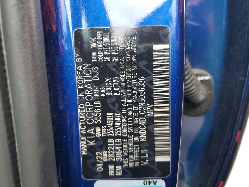 55588446 :رقم المزاد ، KNDC4DLC2N5056336 vin ، 2022 Kia Ev6 مزاد بيع