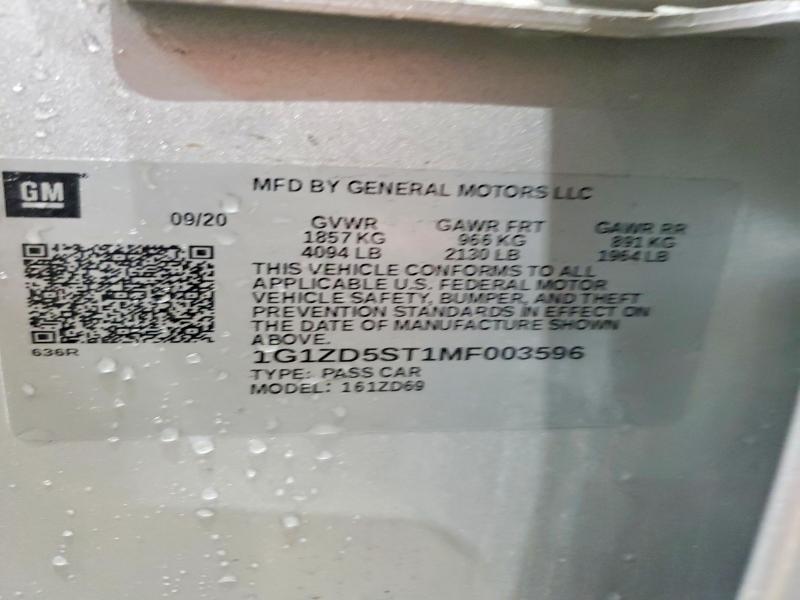 Продажа на аукционе авто 2021 Chevrolet Malibu, vin: 1G1ZD5ST1MF003596, номер лота: 57219436
