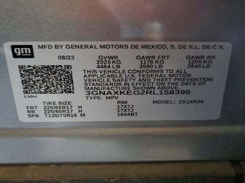 Aukcja sprzedaży 2024 Chevrolet Equinox, vin: 3GNAXKEG2RL158395, numer aukcji: 57119216