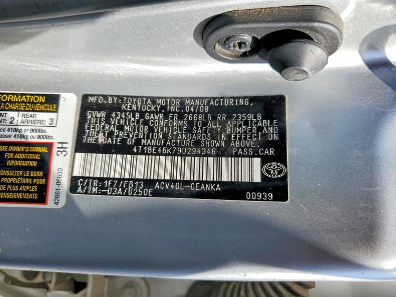 Продаж на аукціоні авто 2009 Toyota Camry, vin: 4T1BE46K79U294346, номер лоту: 55754456