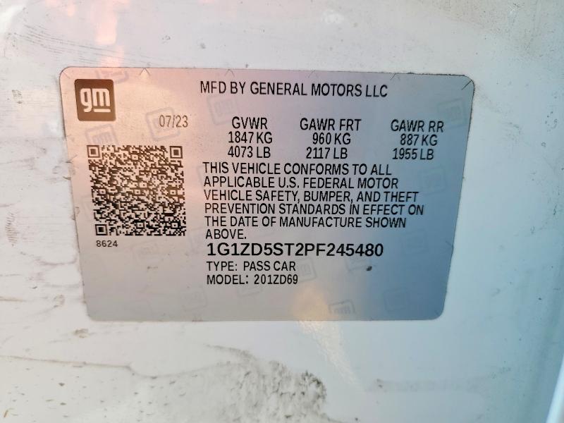 57886376 :رقم المزاد ، 1G1ZD5ST2PF245480 vin ، 2023 Chevrolet Malibu مزاد بيع