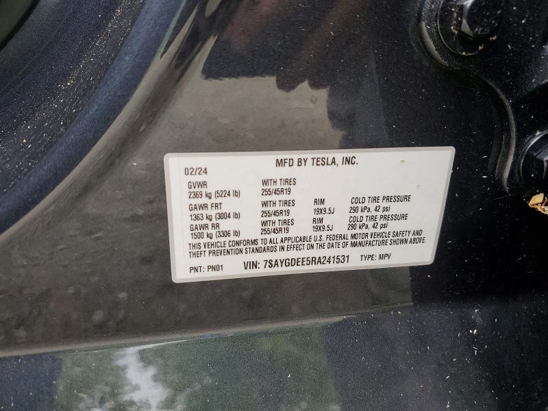 Продажа на аукционе авто 2024 Tesla Model Y, vin: 7SAYGDEE5RA241531, номер лота: 59170316