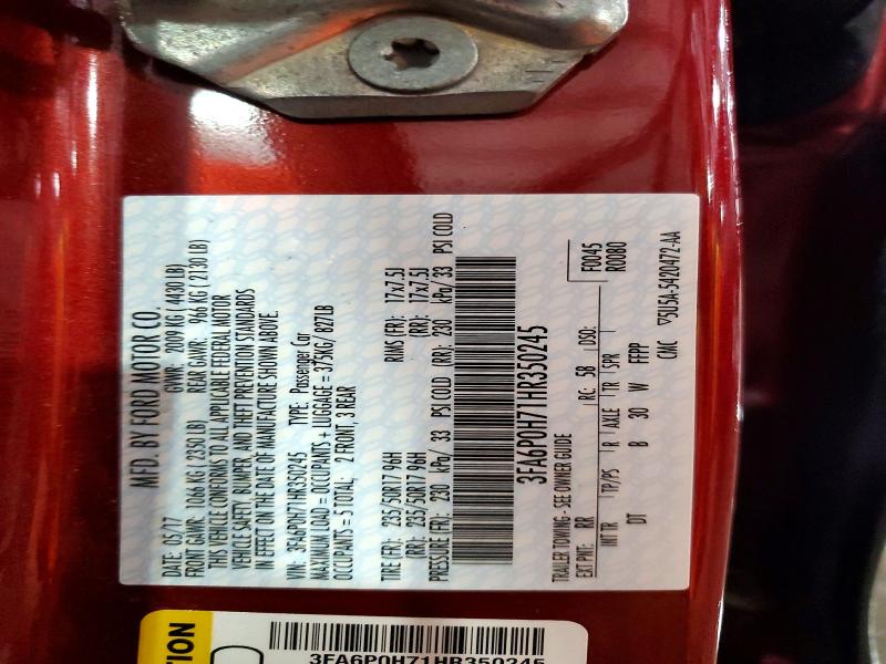 Aukcja sprzedaży 2017 Ford Fusion, vin: 3FA6P0H71HR350245, numer aukcji: 56837596
