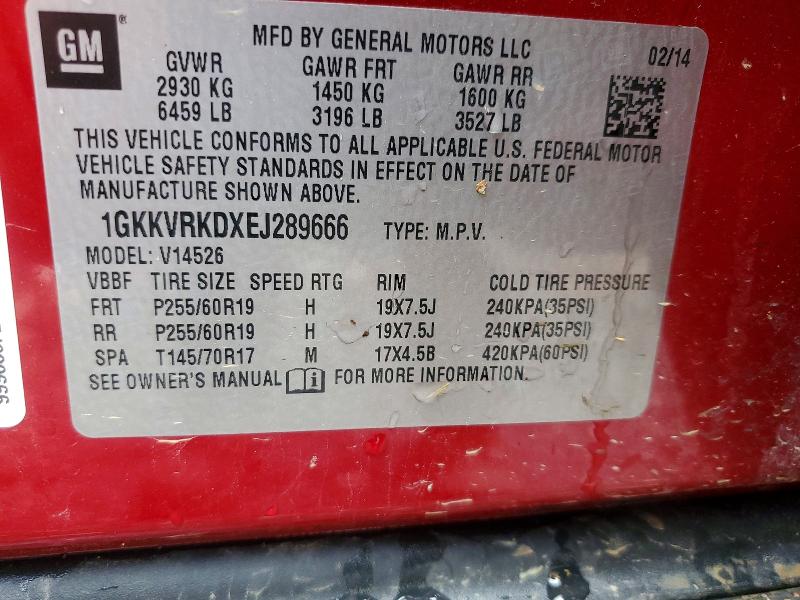 Aukcja sprzedaży 2014 Gmc Acadia, vin: 1GKKVRKDXEJ289666, numer aukcji: 58447736
