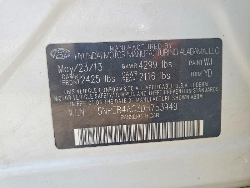 Продаж на аукціоні авто 2013 Hyundai Sonata, vin: 5NPEB4AC3DH753949, номер лоту: 57875286