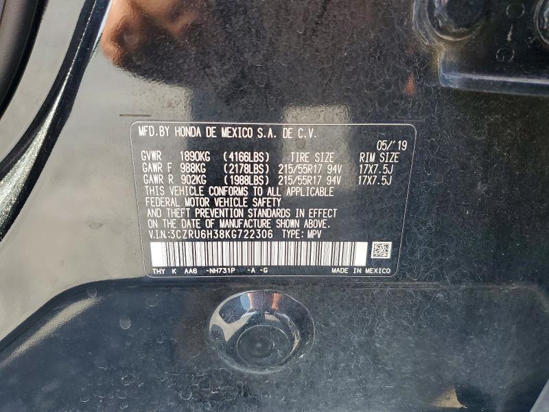 55792546 :رقم المزاد ، 3CZRU6H38KG722306 vin ، 2019 Honda Hr-v مزاد بيع