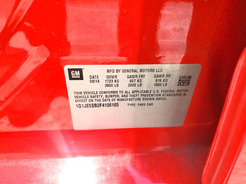 2015 Chevrolet Sonic მანქანა იყიდება აუქციონზე, vin: 1G1JE5SB2F4106185, აუქციონის ნომერი: 57082516