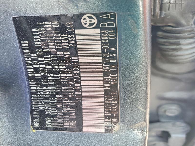 57305886 :رقم المزاد ، 5YFBURHE7JP830810 vin ، 2018 Toyota Corolla مزاد بيع