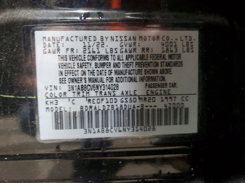 Aukcja sprzedaży 2022 Nissan Sentra, vin: 3N1AB8CV6NY314028, numer aukcji: 56999916