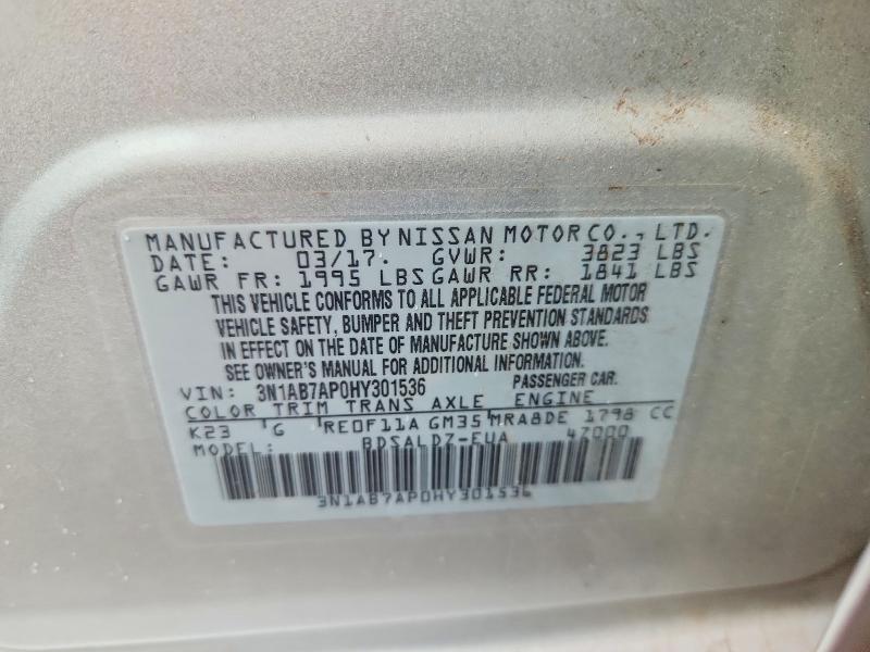 Aukcja sprzedaży 2017 Nissan Sentra, vin: 3N1AB7AP0HY301536, numer aukcji: 56351126