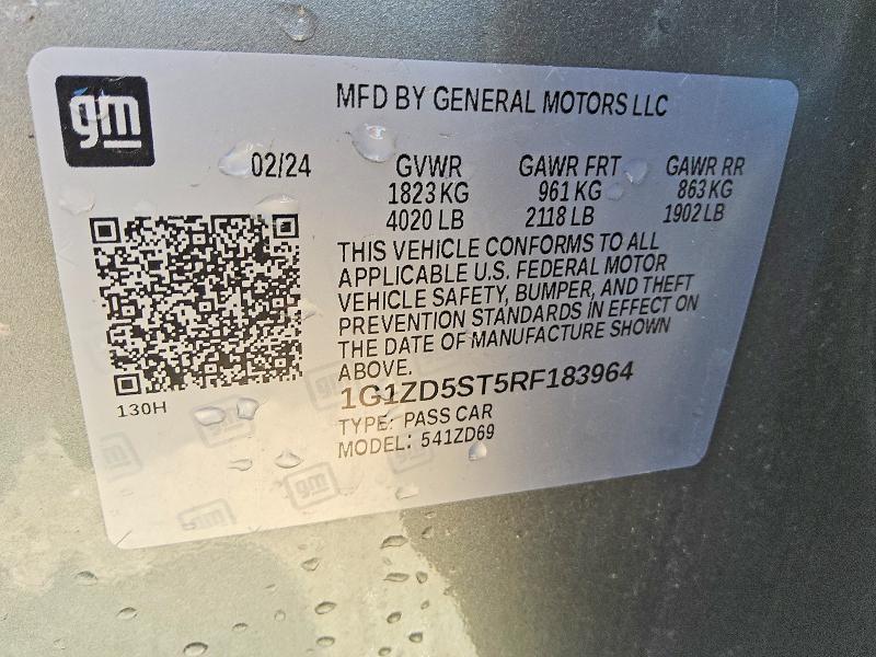 Продажа на аукционе авто 2024 Chevrolet Malibu, vin: 1G1ZD5ST5RF183964, номер лота: 57515846