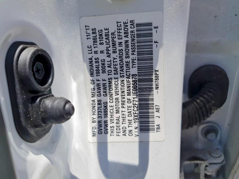 57558396 :رقم المزاد ، 19XFC2F71JE005878 vin ، 2018 Honda Civic مزاد بيع