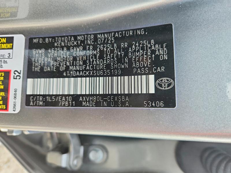 Продажа на аукционе авто 2025 Toyota Camry, vin: 4T1DAACKXSU635199, номер лота: 58930976