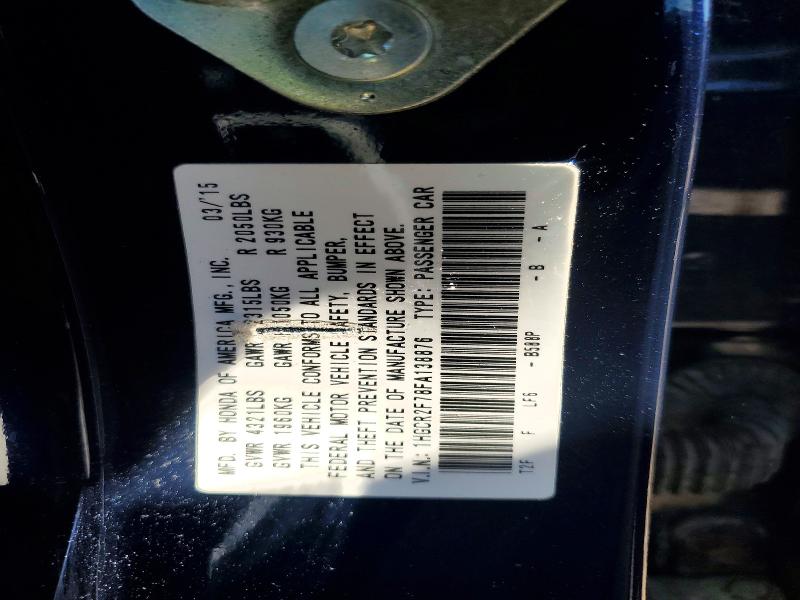 57303396 :رقم المزاد ، 1HGCR2F78FA138876 vin ، 2015 Honda Accord مزاد بيع