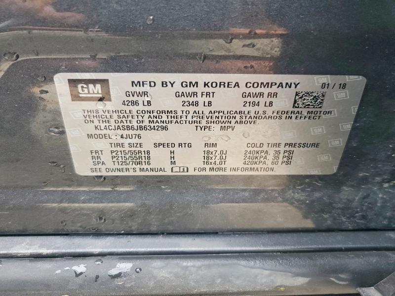 Aukcja sprzedaży 2018 Buick Encore, vin: KL4CJASB6JB634296, numer aukcji: 56151906