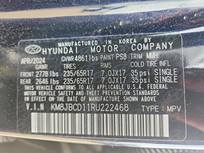 2024 Hyundai Tucson მანქანა იყიდება აუქციონზე, vin: KM8JBCD11RU222468, აუქციონის ნომერი: 58060436