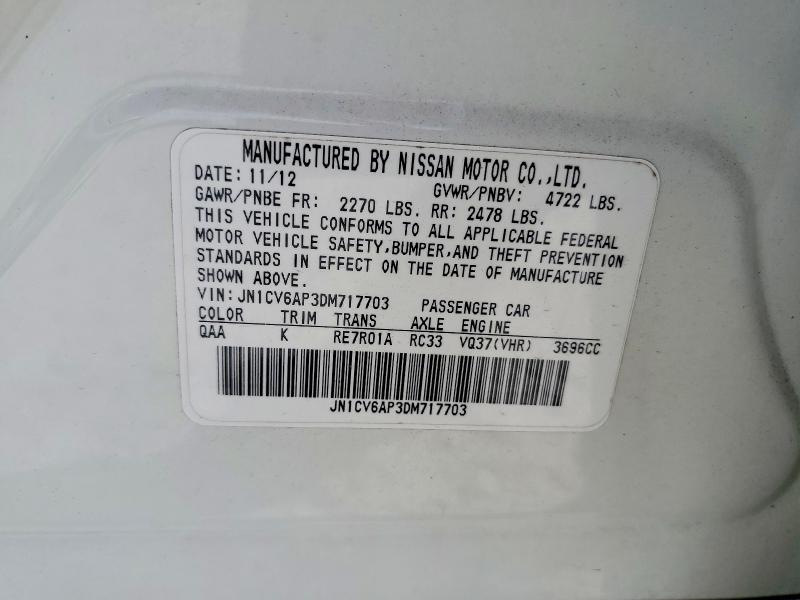 56086676 :رقم المزاد ، JN1CV6AP3DM717703 vin ، 2013 Infiniti G37 Sedan مزاد بيع