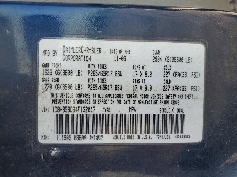 Продажа на аукционе авто 2004 Dodge Durango, vin: 1D8HB58D94F132017, номер лота: 58713196
