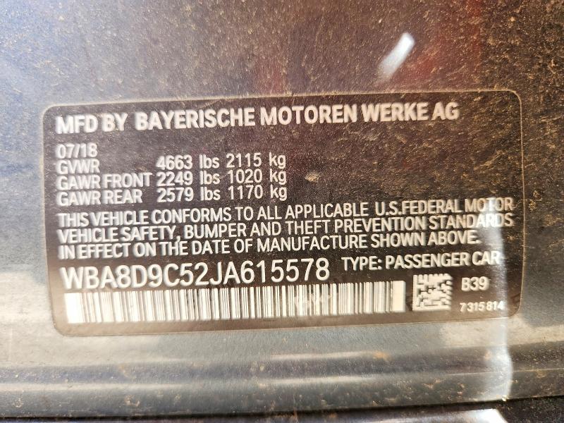 2018 Bmw 330 მანქანა იყიდება აუქციონზე, vin: WBA8D9C52JA615578, აუქციონის ნომერი: 57026726