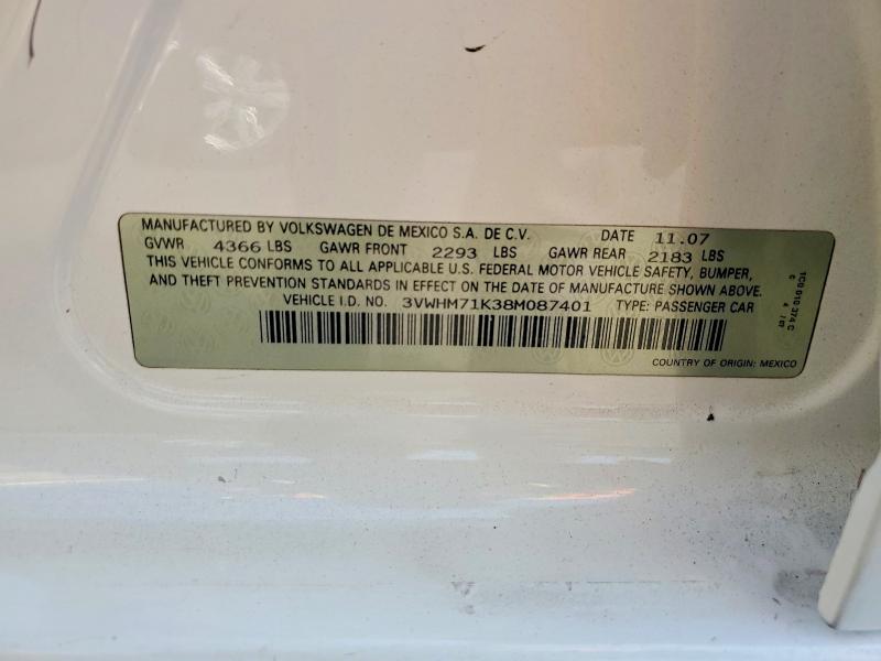 Продаж на аукціоні авто 2008 Volkswagen Jetta, vin: 3VWHM71K38M087401, номер лоту: 57883966