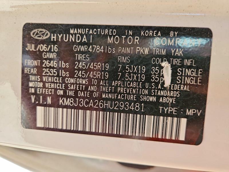 Продаж на аукціоні авто 2017 Hyundai Tucson, vin: KM8J3CA26HU293481, номер лоту: 57480796
