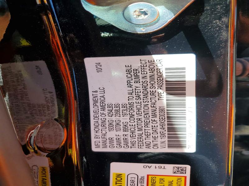 57075666 :رقم المزاد ، 19XFL4H9XSE003901 vin ، 2025 Honda Civic مزاد بيع