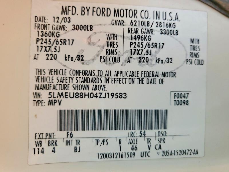 Продаж на аукціоні авто 2004 Lincoln Aviator, vin: 5LMEU88H04ZJ19583, номер лоту: 57442686