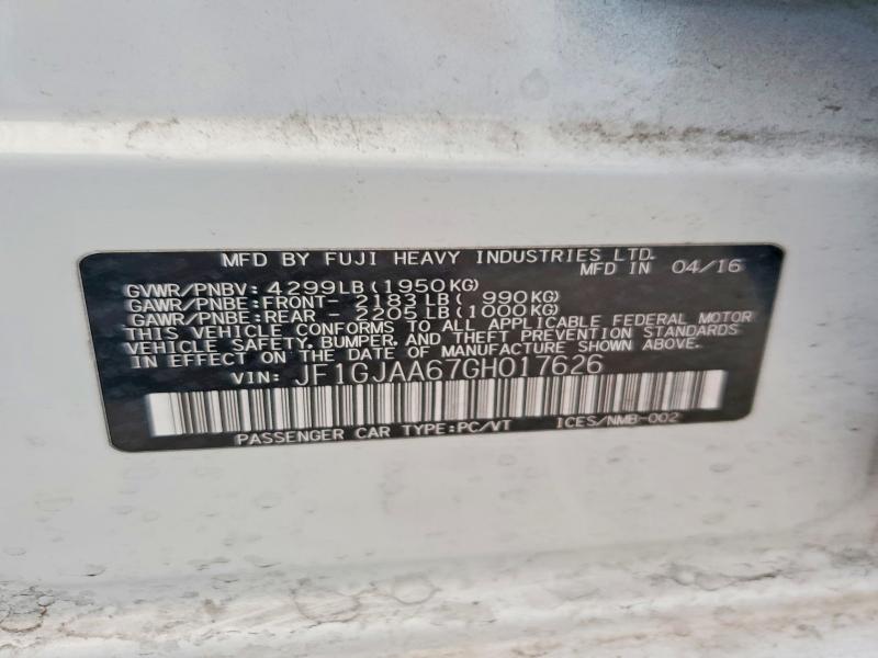 Продажа на аукционе авто 2016 Subaru Impreza, vin: JF1GJAA67GH017626, номер лота: 55680896