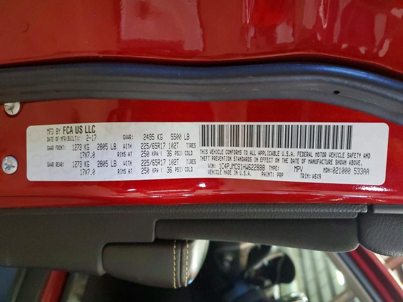 2017 Jeep Cherokee მანქანა იყიდება აუქციონზე, vin: 1C4PJMCS1HW622888, აუქციონის ნომერი: 55965996