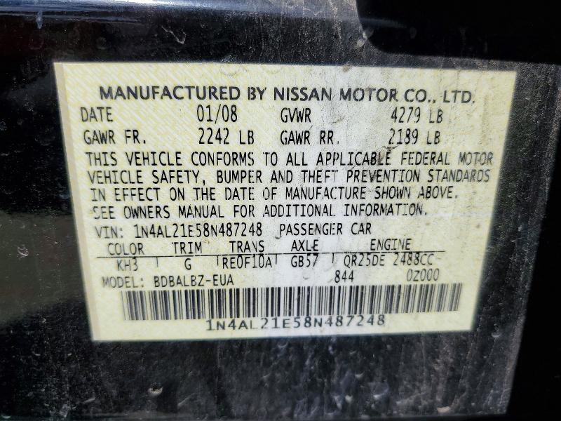 56597386 :رقم المزاد ، 1N4AL21E58N487248 vin ، 2008 Nissan Altima مزاد بيع