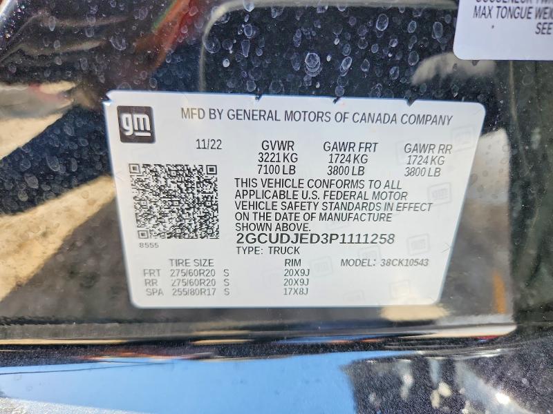 55853726 :رقم المزاد ، 2GCUDJED3P1111258 vin ، 2023 Chevrolet Silverado مزاد بيع