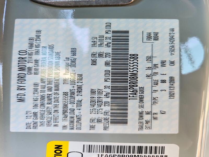 Продажа на аукционе авто 2021 Ford Mustang, vin: 1FA6P8R08M5555588, номер лота: 57564956