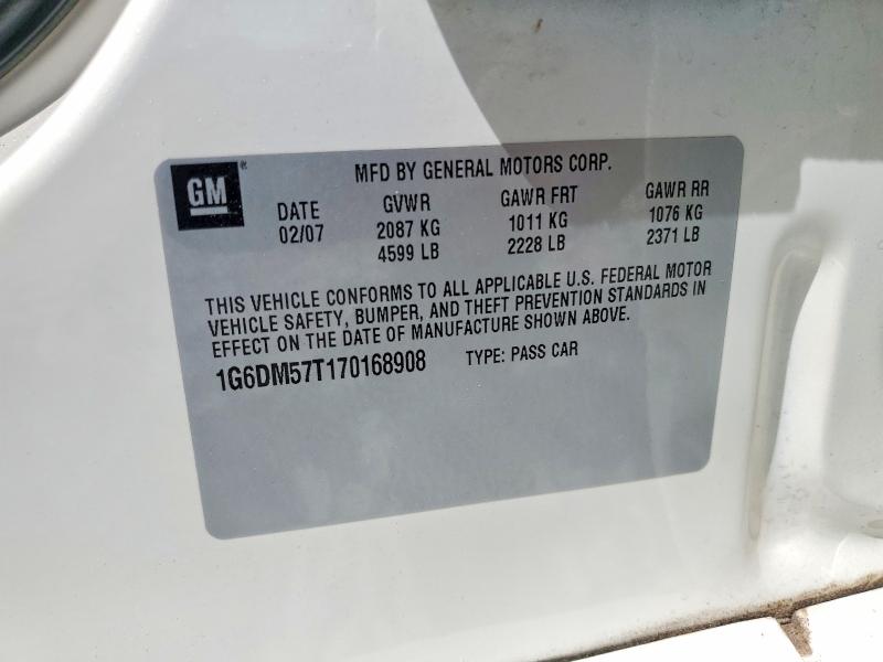 Продаж на аукціоні авто 2007 Cadillac Cts, vin: 1G6DM57T170168908, номер лоту: 56631716