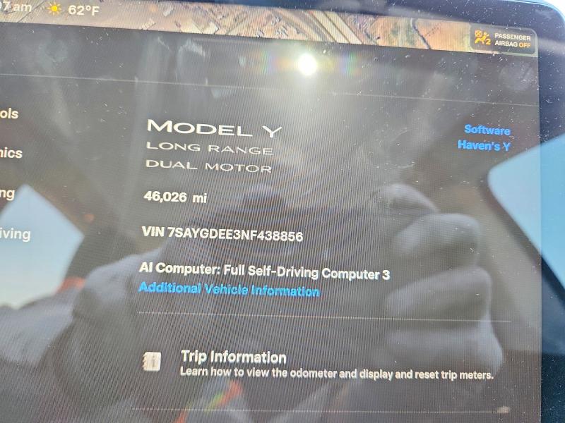 Aukcja sprzedaży 2022 Tesla Model Y, vin: 7SAYGDEE3NF438856, numer aukcji: 57176006