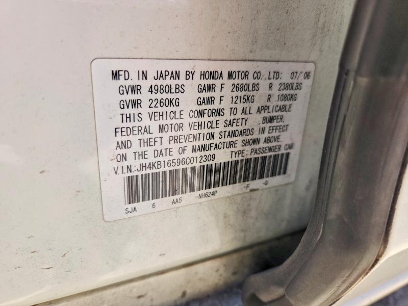 Aukcja sprzedaży 2006 Acura Rl, vin: JH4KB16596C012309, numer aukcji: 55552526
